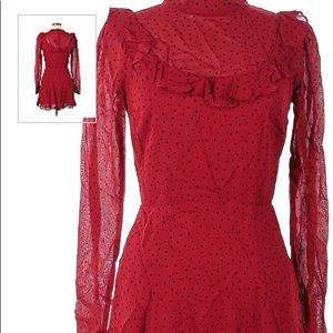 Reformation Flamenco Red Polka Dot Dress 6 NWT
